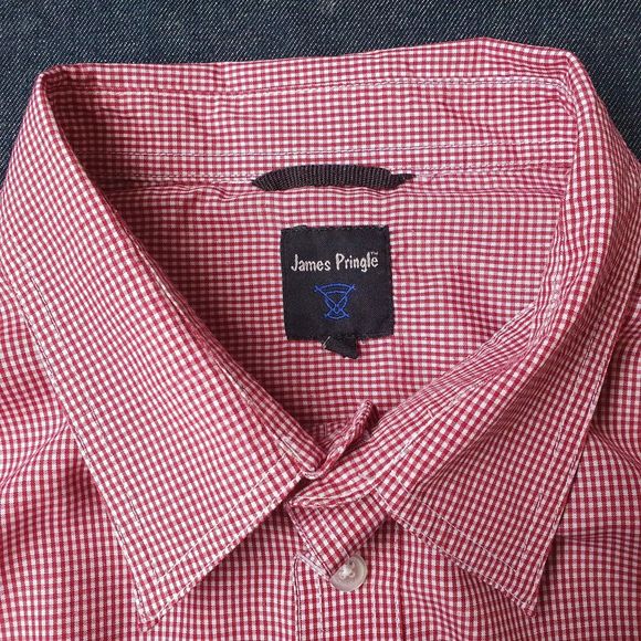 Mens Shirt James Pringle Red Check Short Sleeve Casual UK XL - Picture 4 of 6